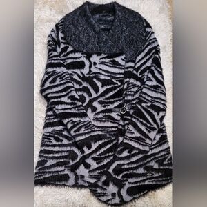 Black Rivet Sweat Jacket- Zebra Print